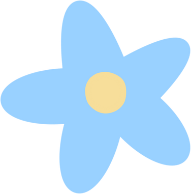 Pastel blue and yellow flower doodle
